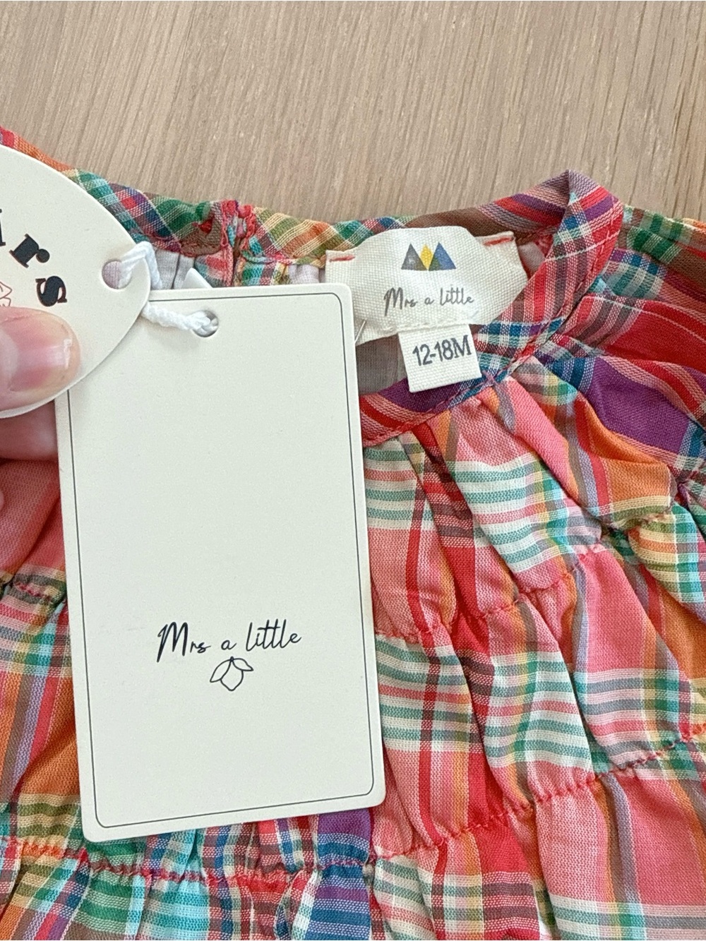NWT Mrs a Little Girls' Plaid Embroidered Dress - Picture 8 of 12